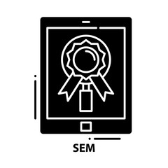 sem icon, black vector sign with editable strokes, concept illustration