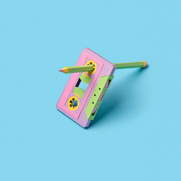 Old audio paper craft cassette.