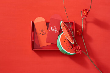 Lunar New Year Concept. Flatlay.