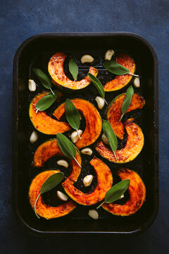 Pan of Sliced Kabocha Squash