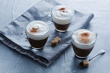 Three Cappuccinos Horizontal Shot