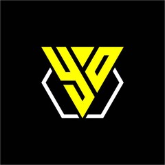 initials triangle Y O has a simple modern minimalist design with cup decoration