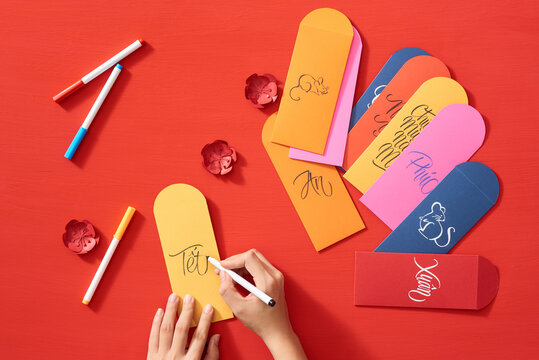 Lunar New Year Concept. Flatlay.