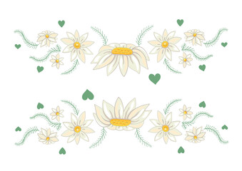 Border with chamomile flowers. Floral pattern. Vector illustration