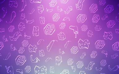 Light Pink vector background with tasty food.