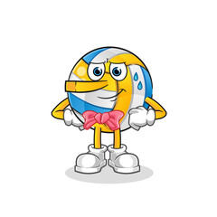 volleyball lie like Pinocchio character. cartoon mascot vector