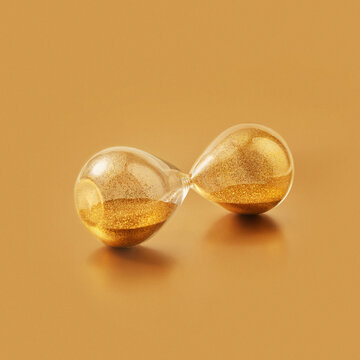 Horisontal hourglass with golden sand.