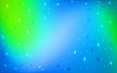 Light Blue, Green vector layout with bright stars.