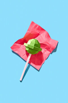 Handcraft paper origami lollipop.