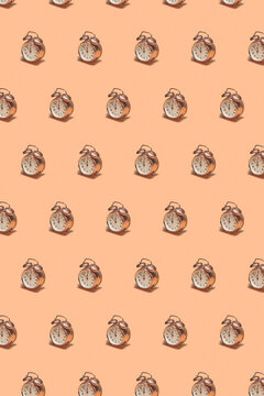 Golden retro alarmclocks pattern