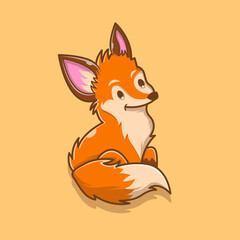 Obraz premium Illustration vector graphic of Cute Fox sitting
