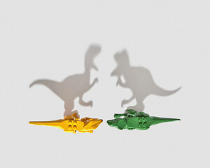 Big shadows from dinosaurs toys.