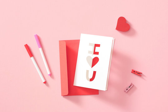 Lovely white pearl paper card frame I heart you.