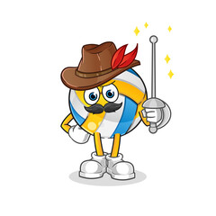 volleyball fencer character. cartoon mascot vector