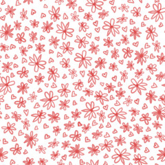Fototapeta na wymiar Naive and childish flower watercolor seamless pattern - fabric, wrapping, textile, wallpaper, background.