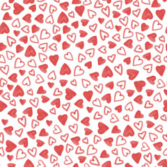 Heart watercolor seamless pattern for valentine day - fabric, wrapping, textile, wallpaper, background.