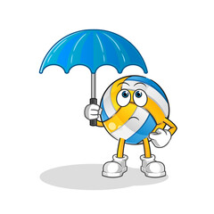 volleyball holding an umbrella illustration. character vector