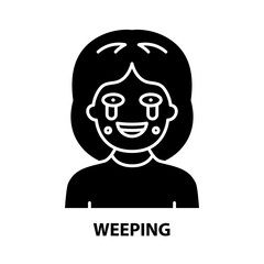 weeping icon, black vector sign with editable strokes, concept illustration