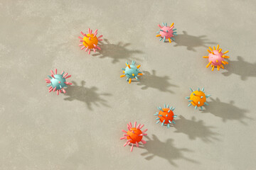 Microscopic bacteria and viruses icon.