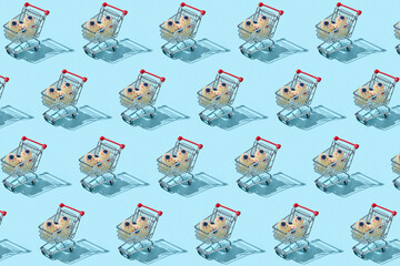 Supermarket trolley with eyeballs.