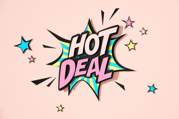 Hot deal. Pop art style.