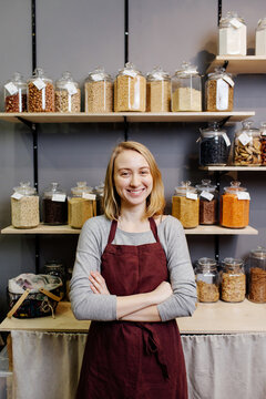 Female seller standing in organic shop