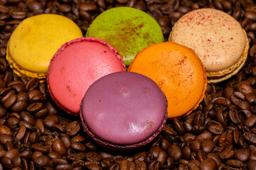 macarons and coffee beans