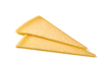 Italian parmesan Hard Cheese, isolated on white background