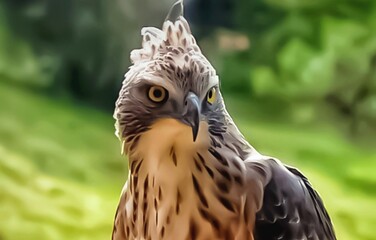 close up of an eagle is bird of prey.
