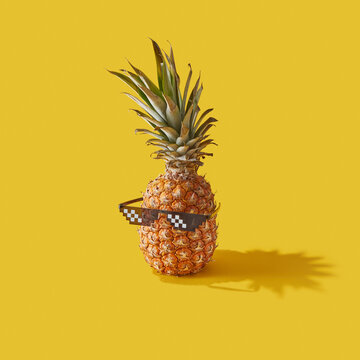 Pineapple in a pixel glasses.