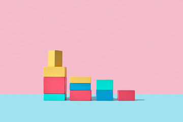 Abstract geometric multicolored blocks.