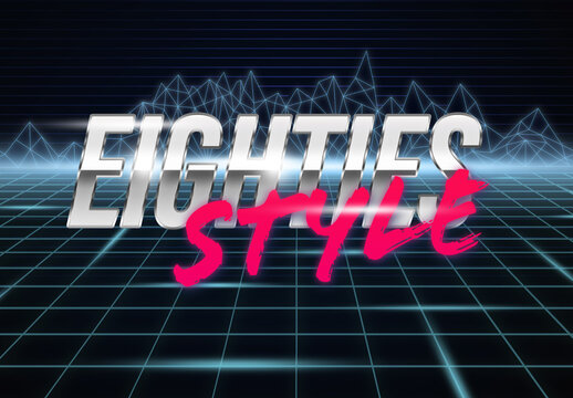 Eighties Cyberpunk Text and Poster Style Mockup