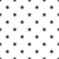 Christmas simple pattern. Seamless pattern with black snowflakes on a white background. Winter backdrop. Geometric festive texture. Vector illustration. Happy New Year.