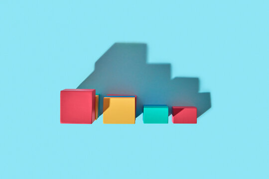 Shadows from colorful block columns.