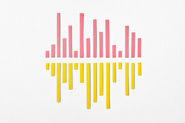 Papercraft diagrams from colored paper.