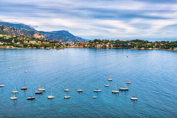 View of the bay of Villefranche-sur-Mer in France