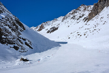 Italian Dolomites. Snow and Mountains. Winter and skiing