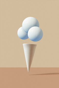 Plaster cone and balls as an ice-cream.