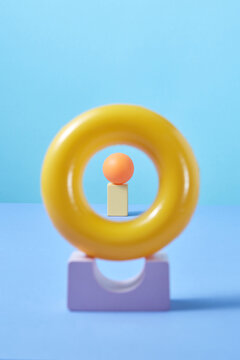 Balancing plastic figures as a target.