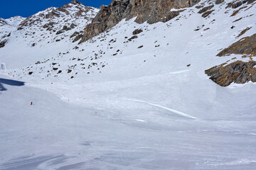 Italian Dolomites. Snow and Mountains. Winter and skiing