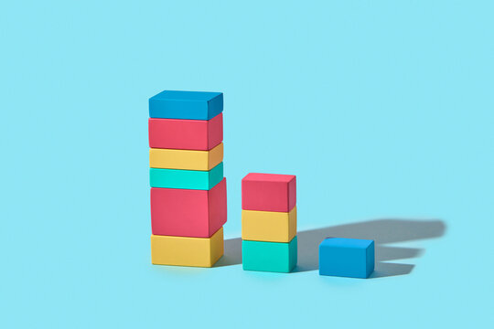 Columns from colorful wooden blocks.