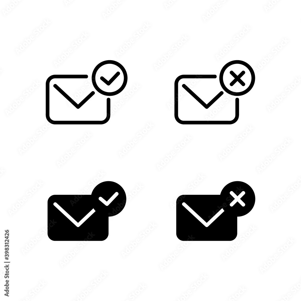Poster line art and silhouette sending and not sending icon email
