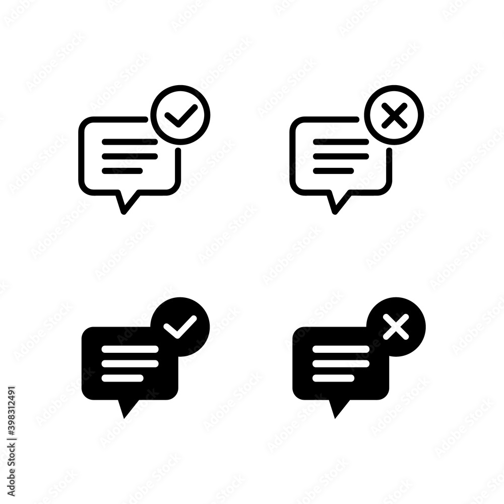 Aufkleber line art and silhouette sending and not sending icon message design