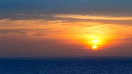Amazing Sunset on the Sea. Beautiful sunset, waves and landscape. 