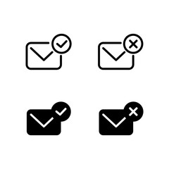 line art and silhouette sending and not sending icon email