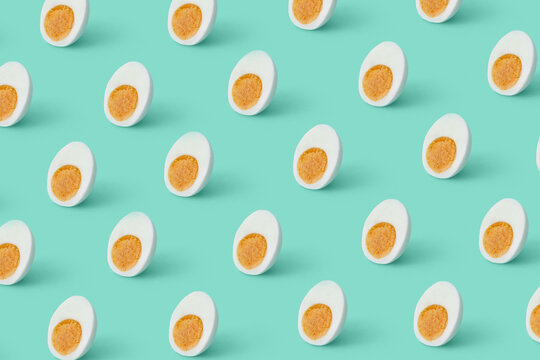 Pattern from boiled egg halves.