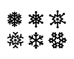 Set of snowflake icons design collection on white background