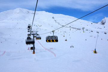 Italian Dolomites. Snow and Mountains. Winter and skiing