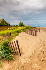 Kenosha Lighthouse and beach view in Wisconsin