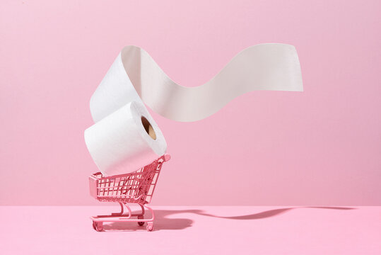 Supermarket trolley with toilet paper